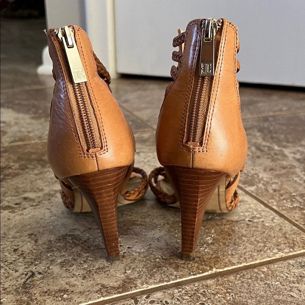 Ivanka Trump Tan Braided Heeled Sandals - Picture 4 of 5